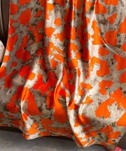 Elegant Orange Print Soft Comfy Silk Scarf