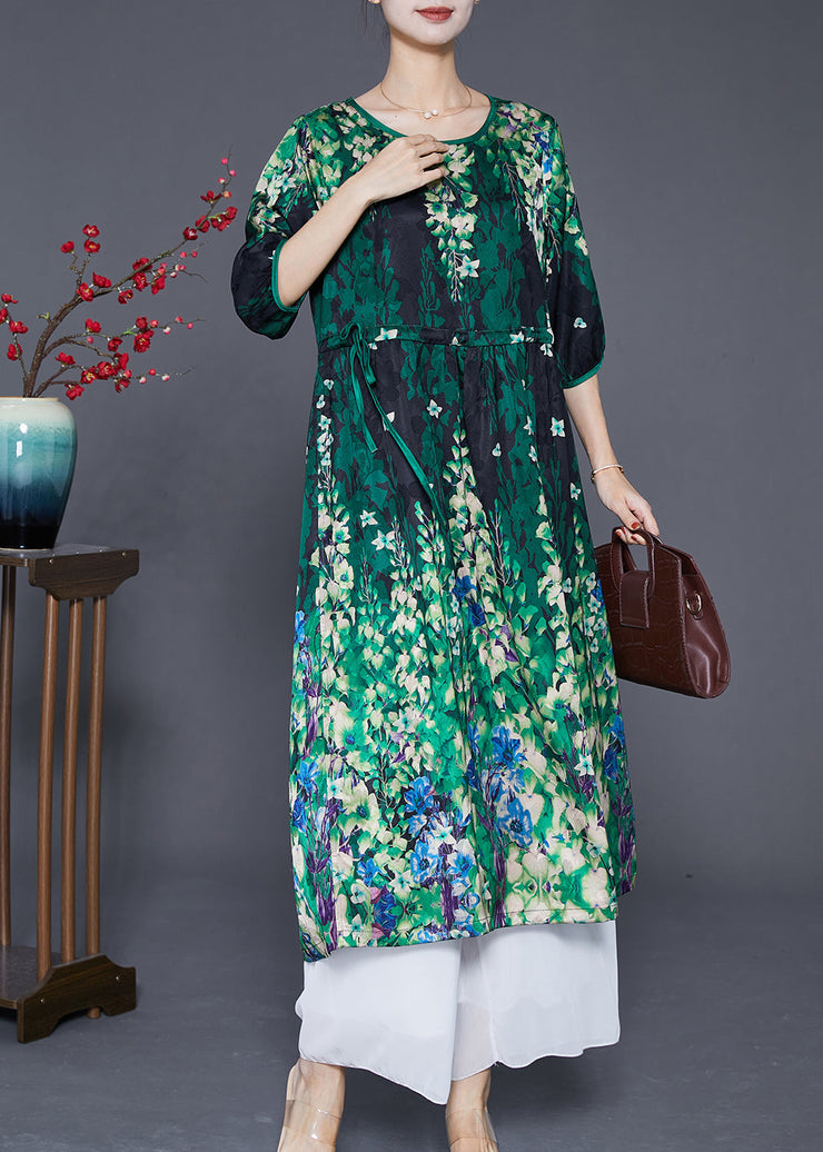 Elegant Oversized Cinched Wear On Both Sides Silk Long Dresses Summer