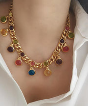 Elegant Rainbow Copper Overgild Coloured Glaze Princess Necklace