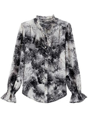 Elegant Ruffled Tie Dye Chiffon Shirt Spring