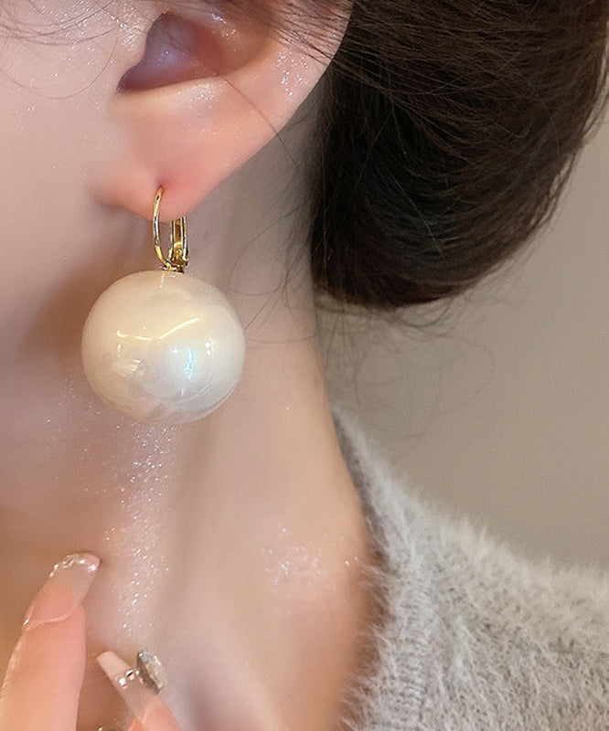 Elegant White Alloy Pearl Drop Earrings