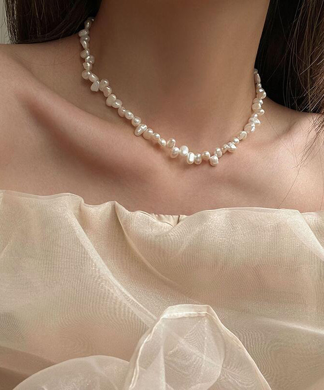 Elegant White Alloy Pearl Tassel Graduated Bead Necklace