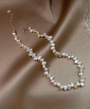 Elegant White Alloy Pearl Tassel Graduated Bead Necklace