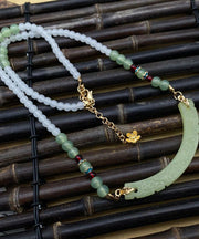 Elegant White Coloured Glaze Jade Yingluo Gratuated Bead Necklace