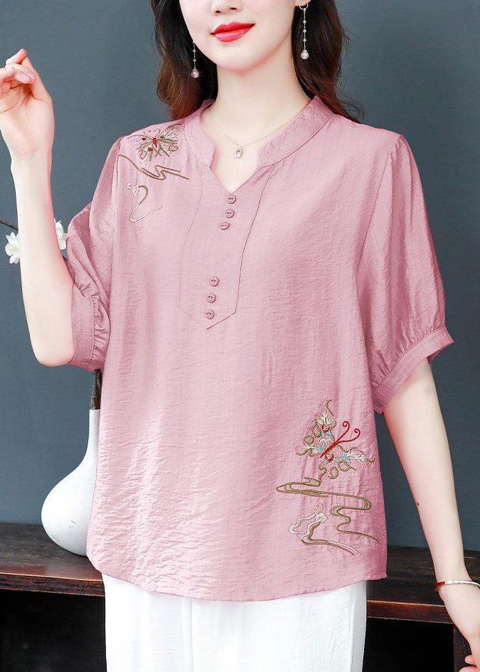 Elegant Yellow Embroidered Solid Cotton Blouse Summer