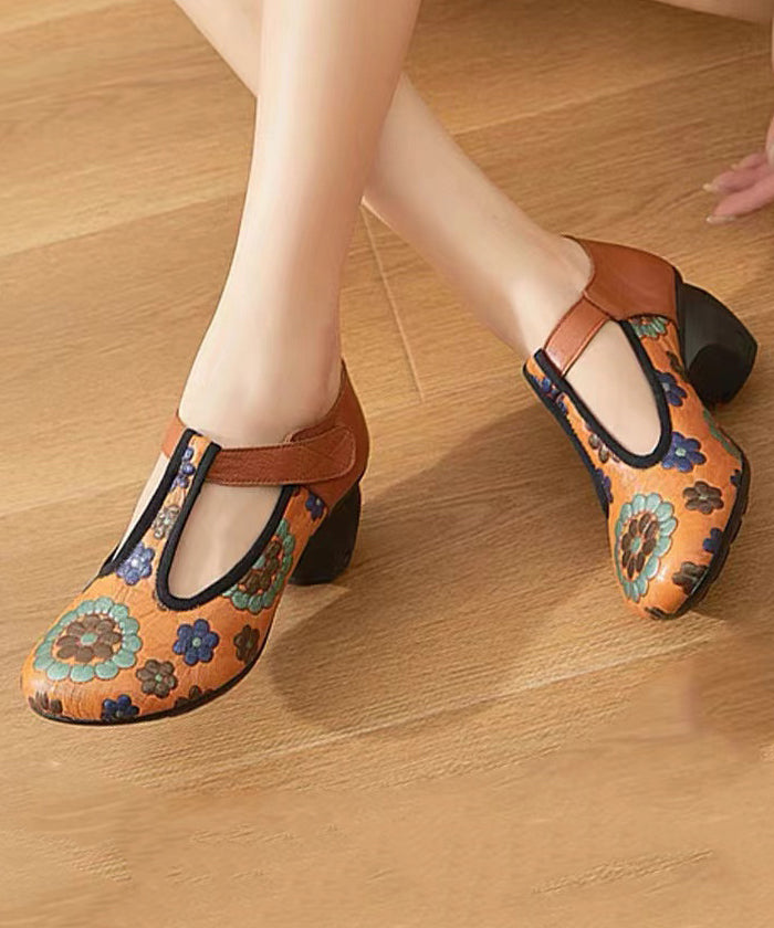 Ethnic Style 2024 New Chunky Heel Soft Sole Handmade Flowers