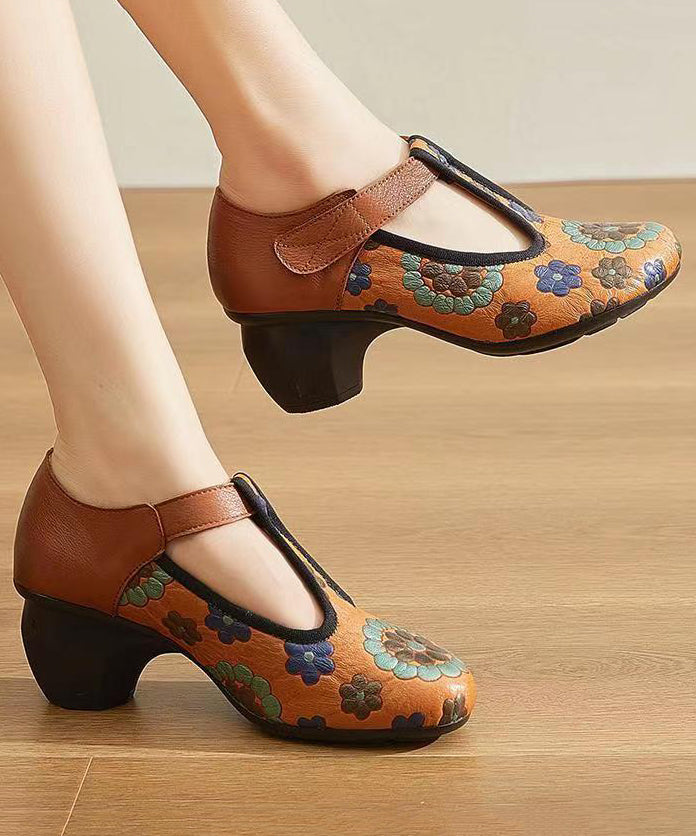 Ethnic Style 2024 New Chunky Heel Soft Sole Handmade Flowers