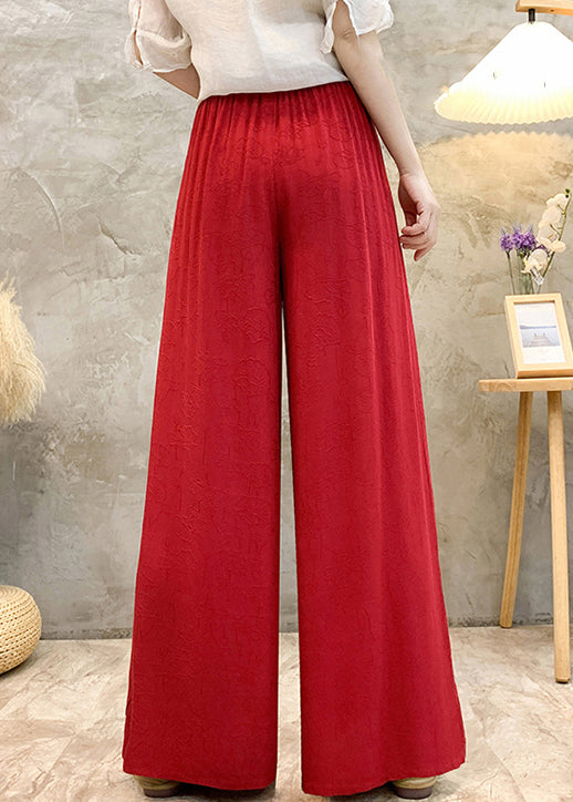 Ethnic Style High Waisted Embroidered Wide Leg Pants Summer