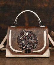 Ethnic Style Red Handmade Rabbit Embossed Handbag