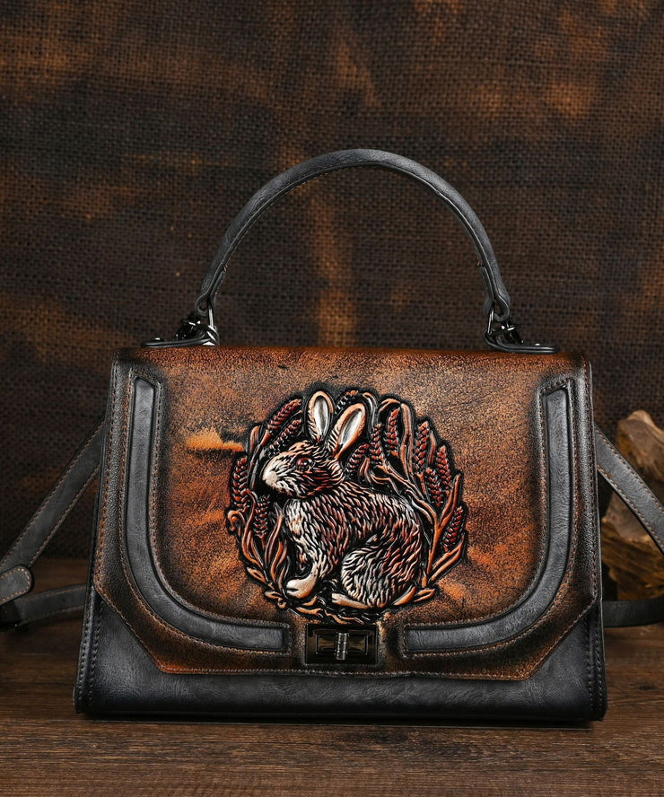 Ethnic Style Red Handmade Rabbit Embossed Handbag