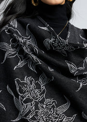 European And American Style Black Jacquard Oversized Shawl