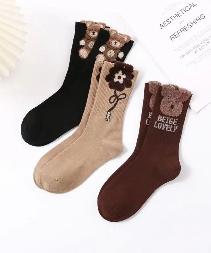 Fashion 3D Pattern Spring and Autumn Style Mid Calf Socks