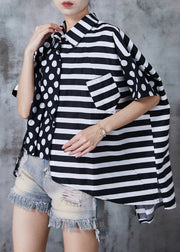 Fashion Black Asymmetrical Patchwork Cotton Top Summer