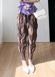 Fashion Black High Waist Wrinkled Silk Harem Pants Spring