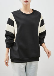 Fashion Black Oversized Patchwork Cotton Sweatshirt Spring