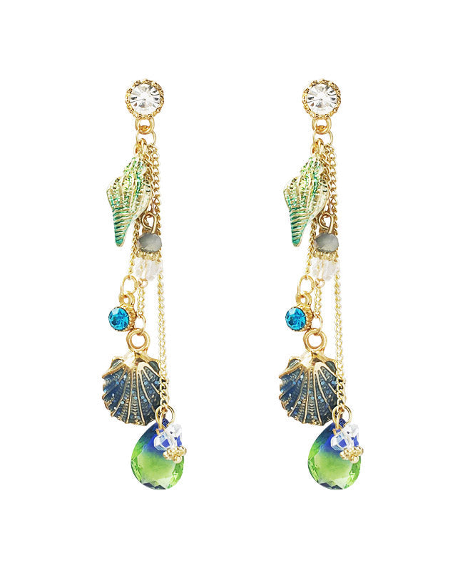 Fashion Colorblock Alloy Zircon Crystal Tassel Drop Earrings