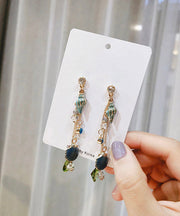 Fashion Colorblock Alloy Zircon Crystal Tassel Drop Earrings