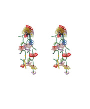 Fashion Floral Woven Acrylic Long Drop Earrings