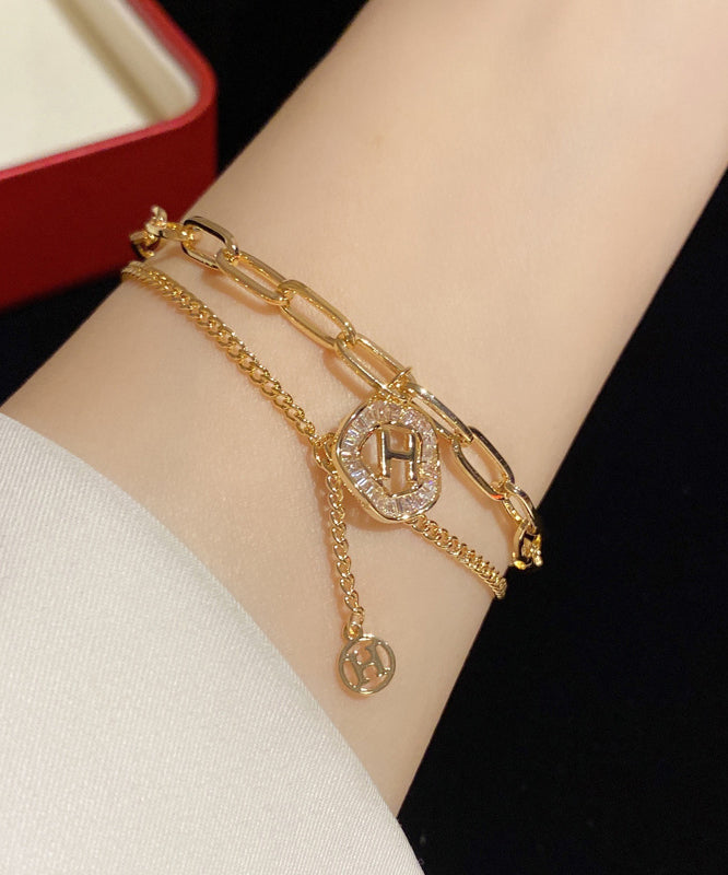 Fashion Gold Alloy Crystal Graphic Tassel Charm Bracelet