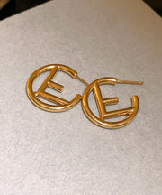 Fashion Gold Copper Overgild Graphic Hoop Earrings