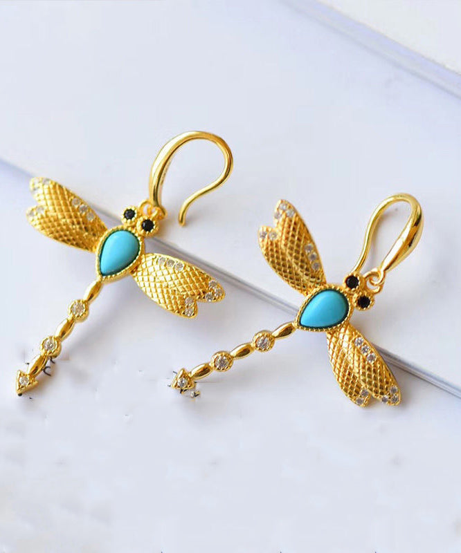 Fashion Gold Plated Turquoise Hoop Earrings