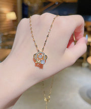 Fashion Gold Stainless Steel Overgild Zircon Crown Pendant Necklace