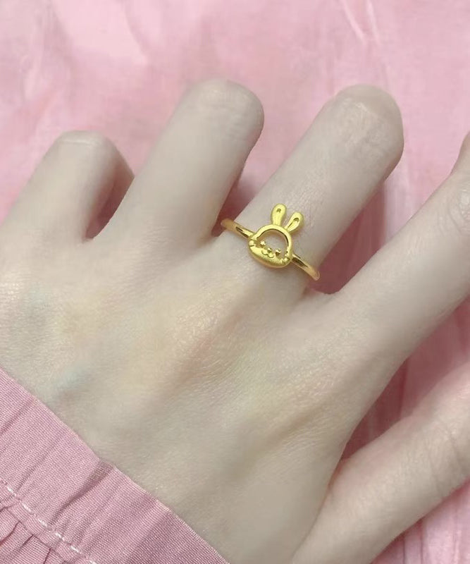 Fashion Gold Sterling Silver Overgild Little Rabbit Rings