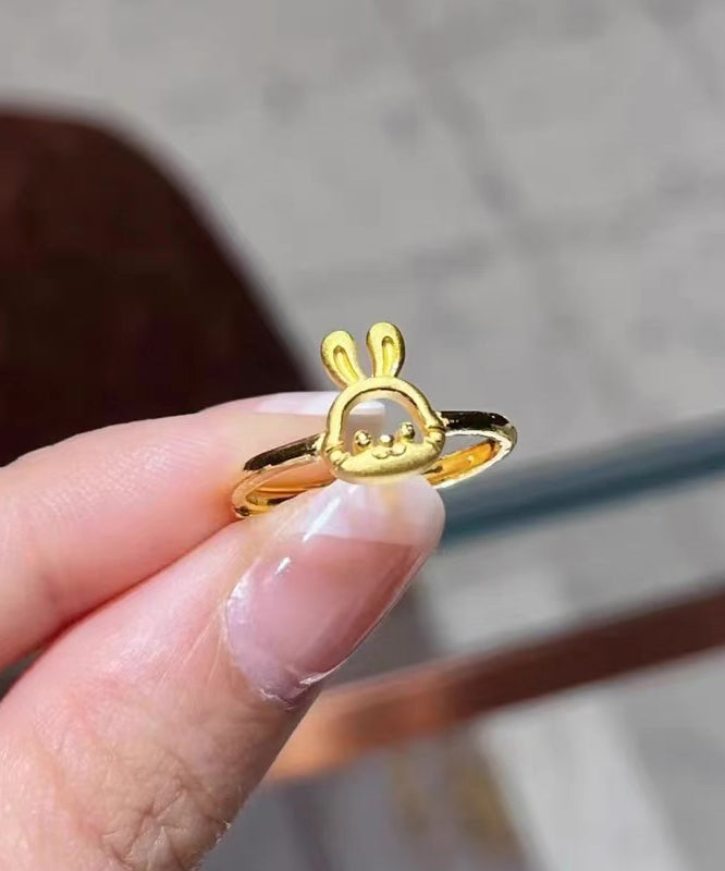 Fashion Gold Sterling Silver Overgild Little Rabbit Rings