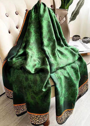 Fashion Green Leopard Print Silk Scarf