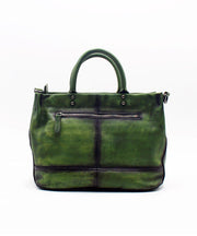 Fashion Green Patchwork Calf Leather Rivet Tote Handbag