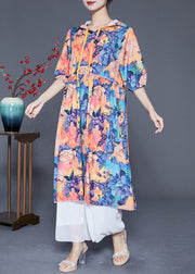 Fashion Hooded Print Chiffon Long Dresses Summer