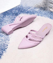 Fashion Light Purple Hollow Out Wedge Slide Sandals