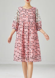 Fashion Pink Pony Print Patchwork Chiffon Dress Summer