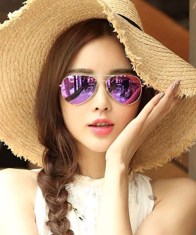 Fashion Purple Polarized Metal Sunglasses For Women