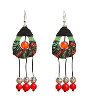 Fashion Red Agate Cotton Rope Tassel Drop Earrings