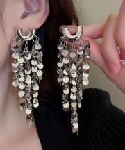 Fashion Silk Metal Alloy Sequins Tassel Drop Earrings