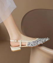 Fashion Silver Pointed Toe Hollow Out Sequins Sandals