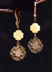 Fashion Sunflower Zircon 14K Gold Drop Earrings