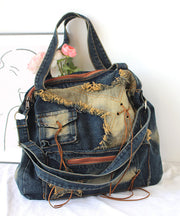 Fashion Tassel Large Capacity Denim Satchel Bag Handbag