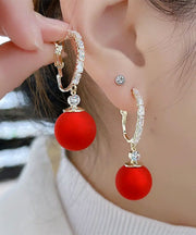 Fashion White Sterling Silver Overgild Zircon Pearl Drop Earrings