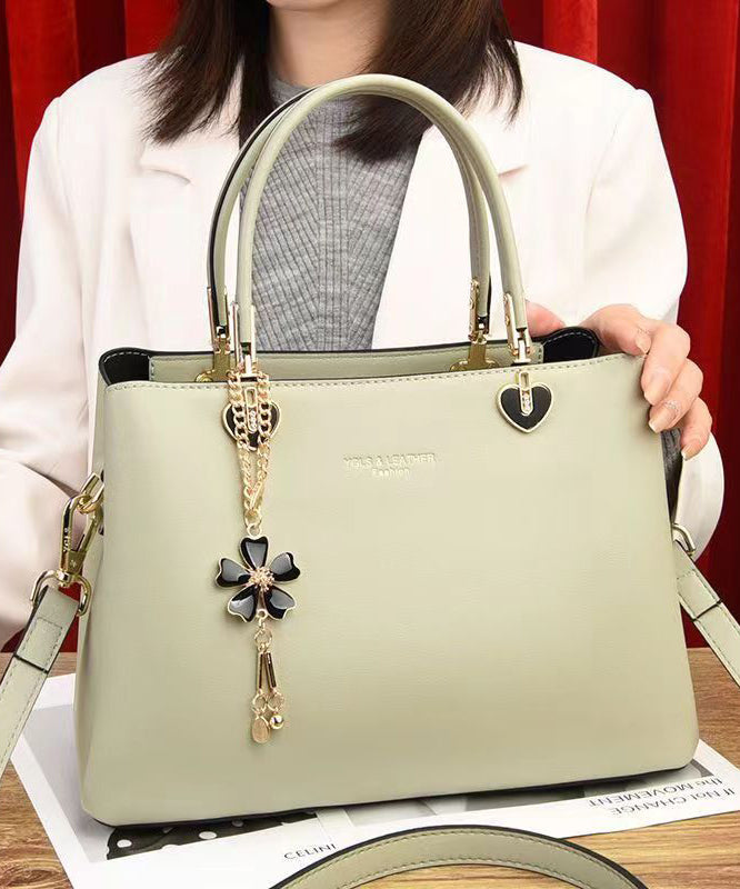 Fashionable And Versatile Apricot Leather Large Capacity Handbag