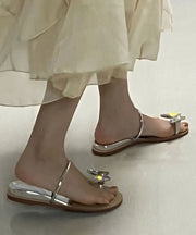 Fashionable And Versatile Butterfly Rhinestone Flat Slide Sandals