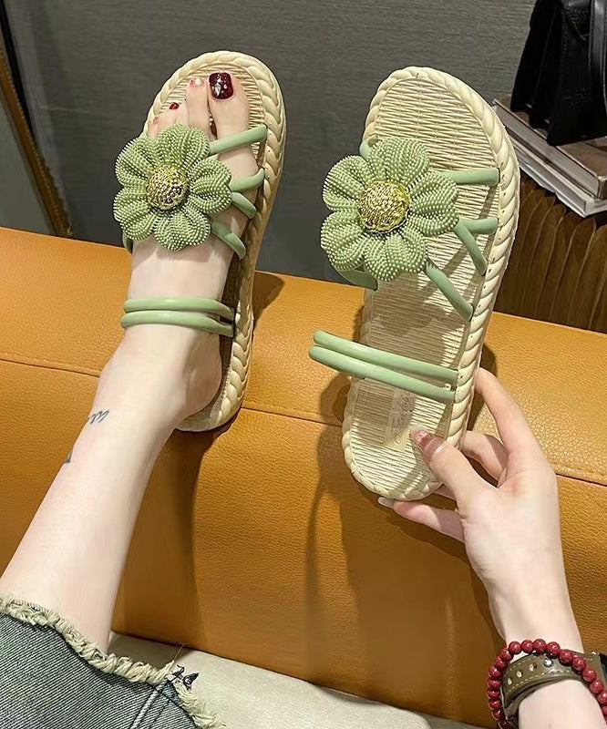 Fashionable Black Floral Roman Slide Sandals Soft Soles