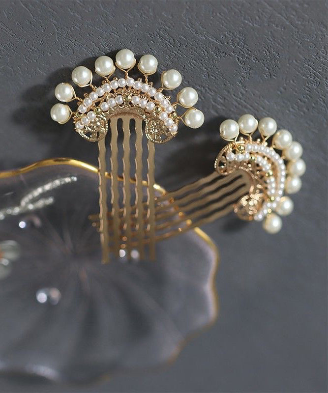 Fine Beige Sterling Silver Alloy Pearl Hairpin