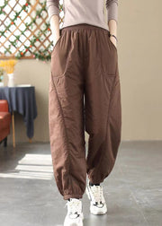 Fine Black Oversized Thick Fine Cotton Filled Harem Pants Winter