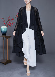 Fine Black Ruffles Patchwork Hollow Out Lace Cardigans Summer