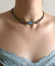 Fine Blue Copper Overgild Beading Gratuated Bead Necklace