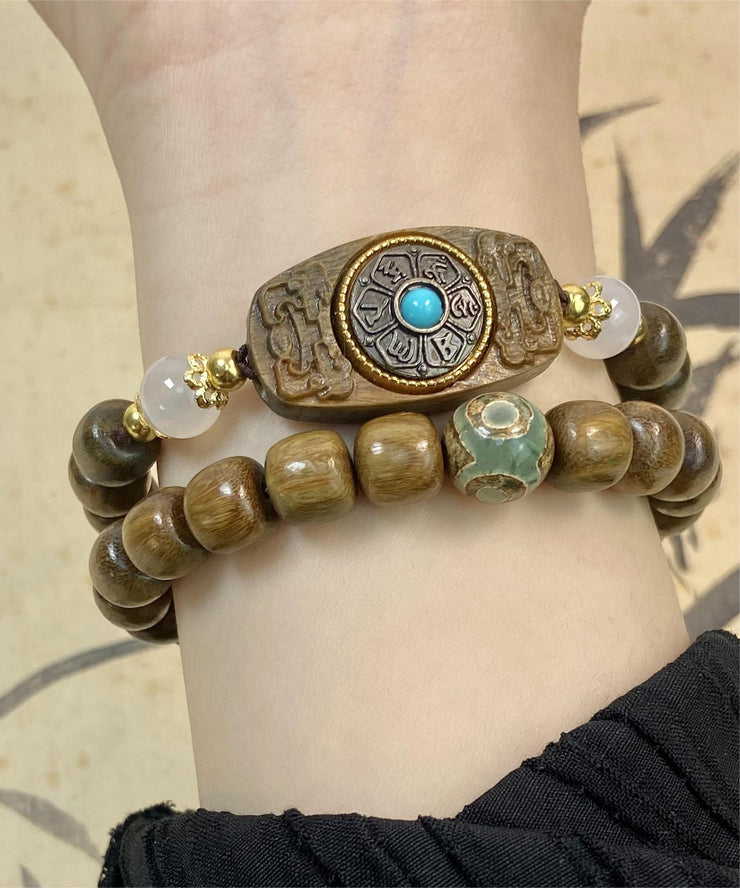 Fine Brown Turquoise Sandalwood Chain Bracelet