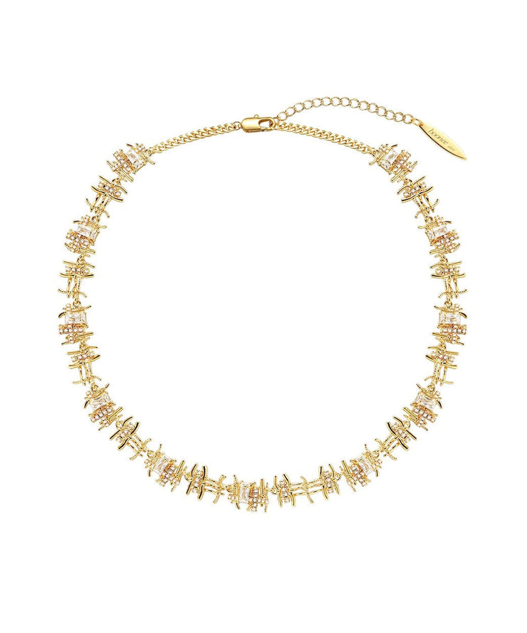 Fine Gold Metal Gem Stone Collar Necklace