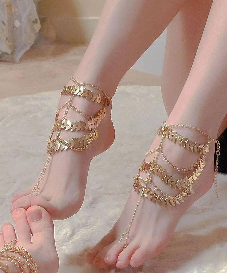 Fine Gold Sterling Silver Overgild Tassel Anklets